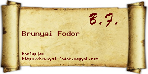Brunyai Fodor névjegykártya